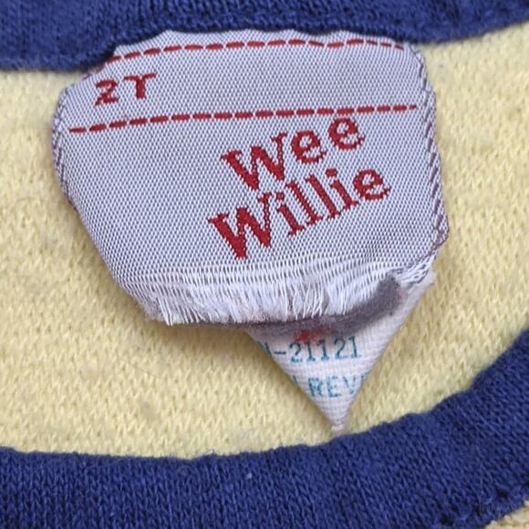 Vintage Wee Willy Tank Top Boys Size 12-18m Yellow Terry - Picture 3 of 3